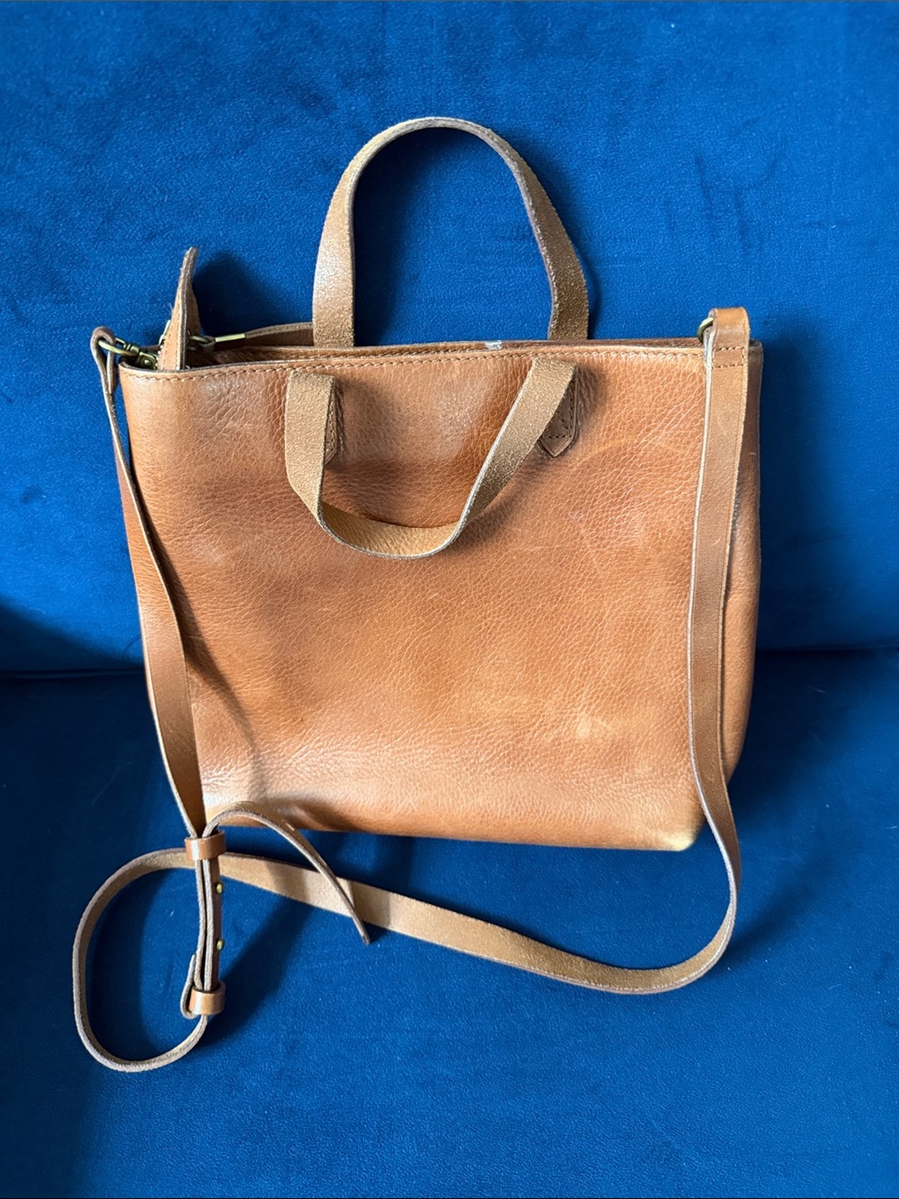 Madewell Cognac Leather Crossbody Tote